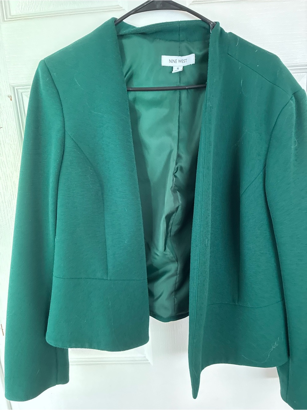 Nine West Green Open Front Blazer Size 16 Career Office Jacket